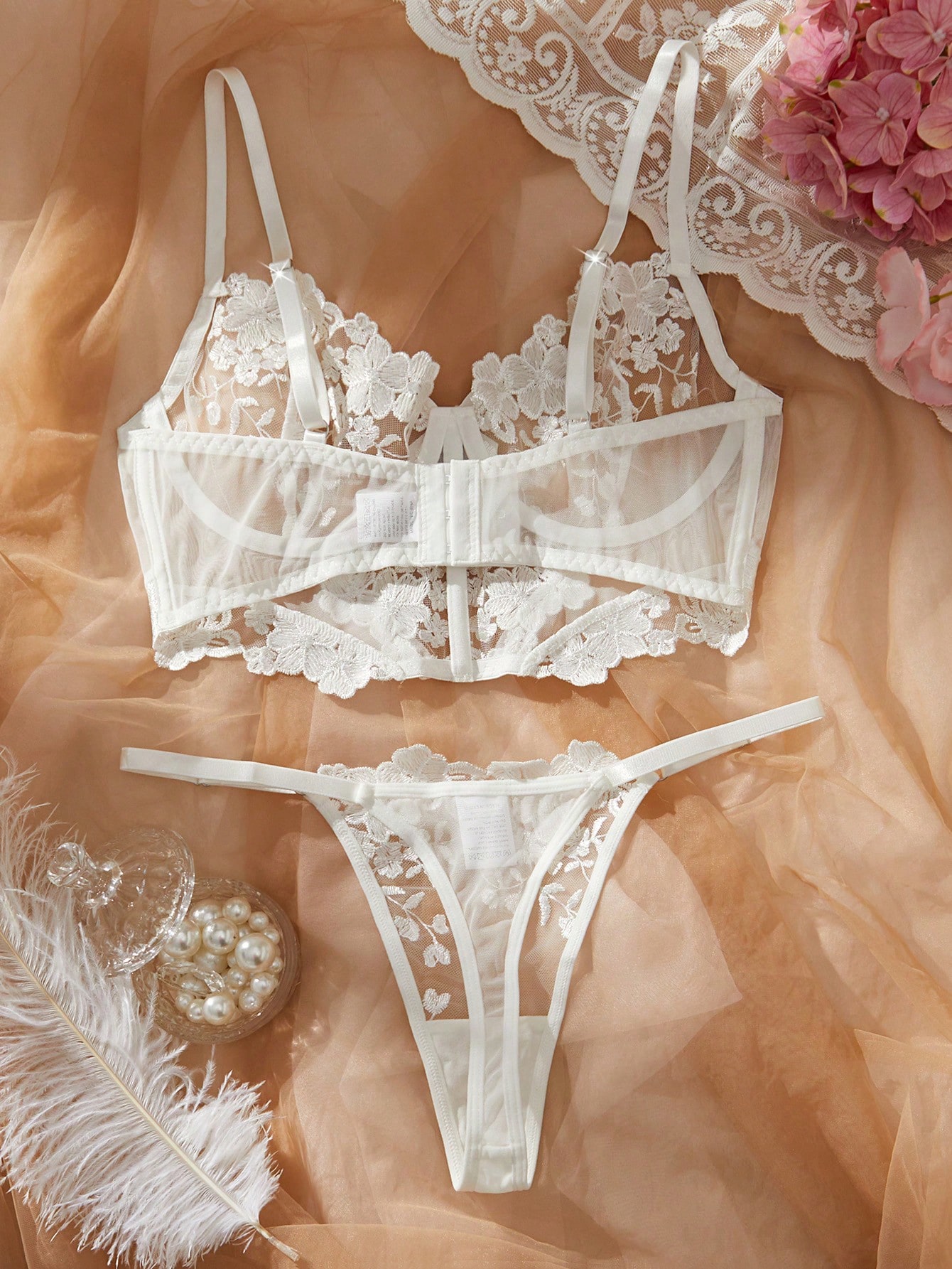 Romantic White Floral Lace Lin – обзор и цена Sheer Bra Lace