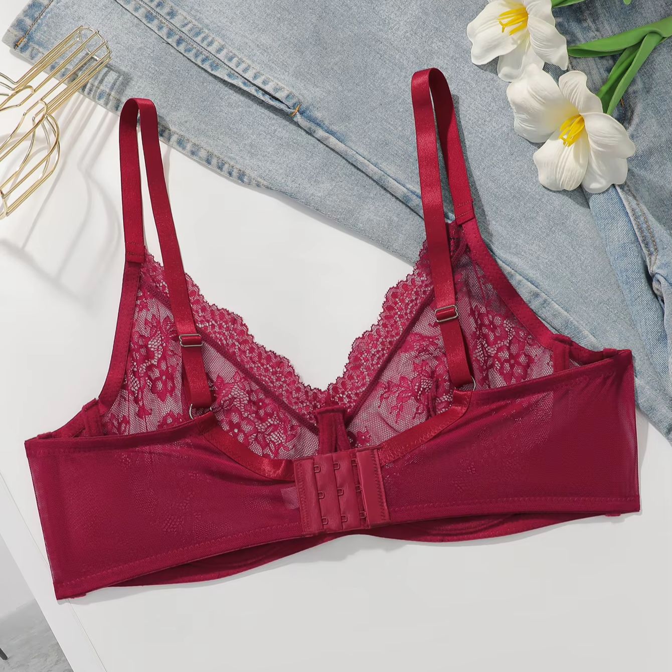 Women Plus Size Red Lace Sheer – обзор и цена Full Coverage Bra