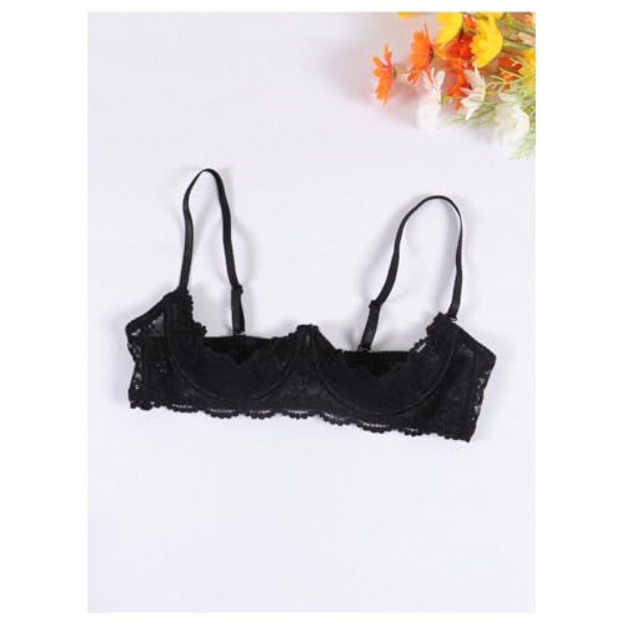 OYOANGLE Women's 1/4 Cup Lace  – обзор и цена Demi Bra Balconette
