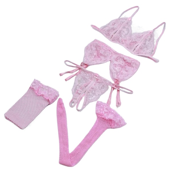 Lace Women Lingerie Set 4 Pcs  – обзор и цена Sheer Bra Lace