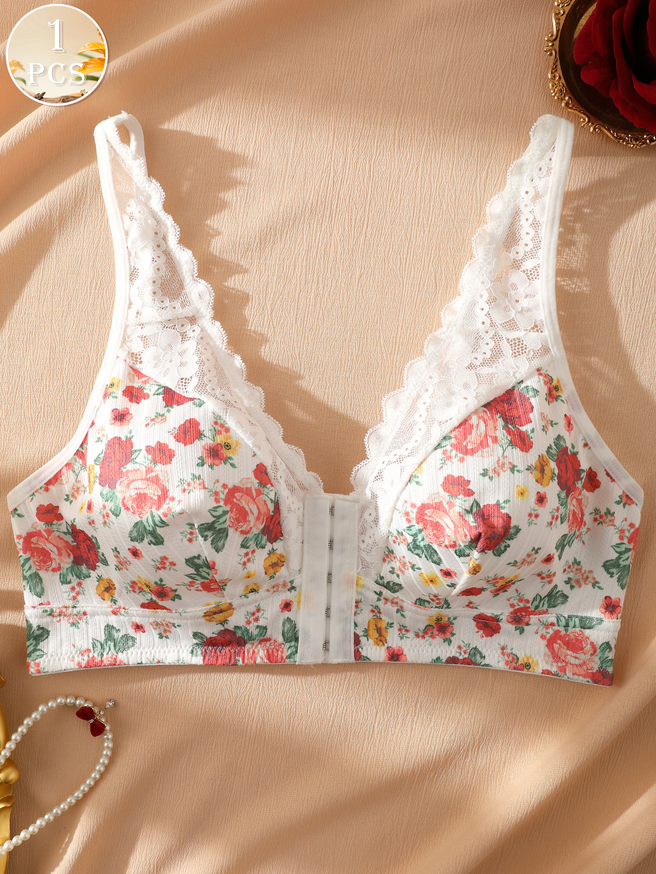 1pc Women's Floral Print Wirel – обзор и цена Wirefree Bra Comfort